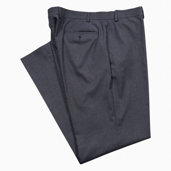 Ralph Lauren Mens Dress Pants Gray Blue Check Stretch Flat Front Trousers 38x32